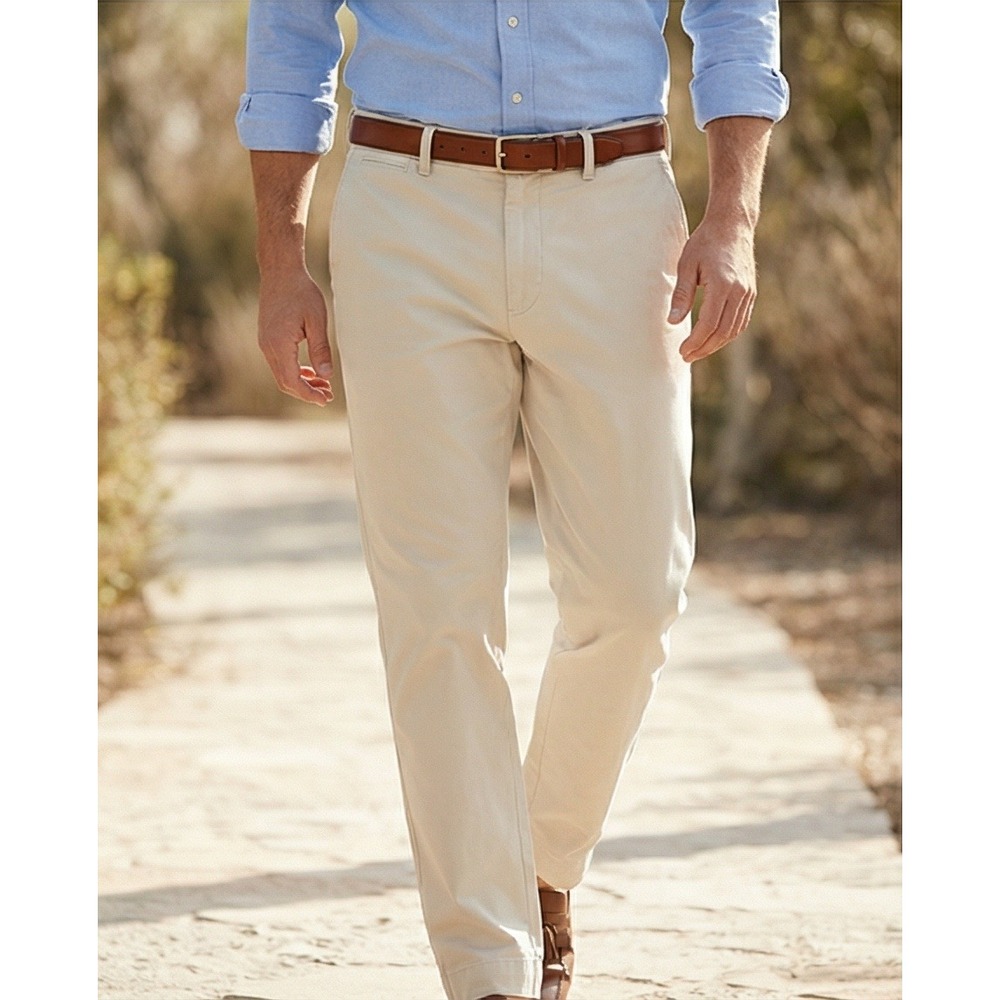 Polo Ralph Lauren Mens 38x30 Stretch Chino Left Hand Twill Pants Tan Straight